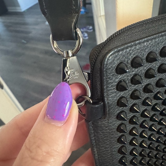 Christian Louboutin Black Crossbody Bag with Red Strap - Picture 3 of 10